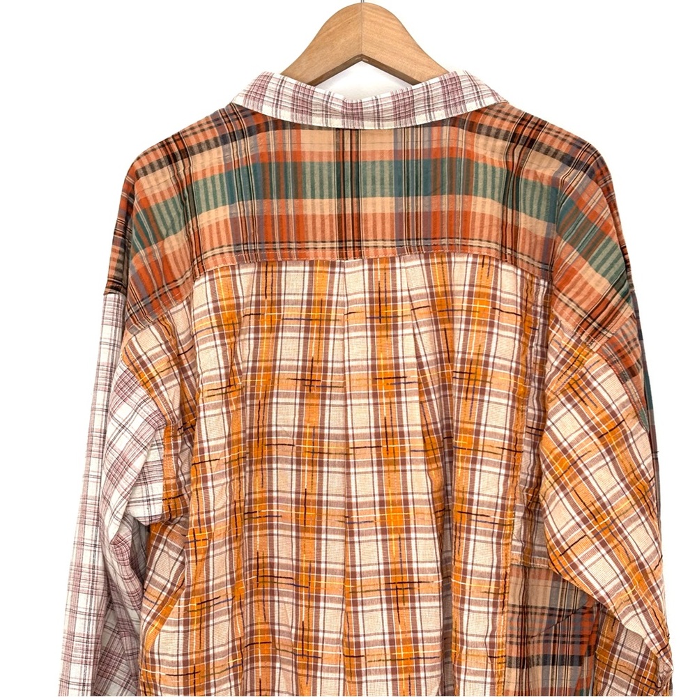 Easel Patchwork Plaid Button Down Shirt Shacket S… - image 6